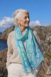 Celtic-Inspired Silk Wool Blend Scarf