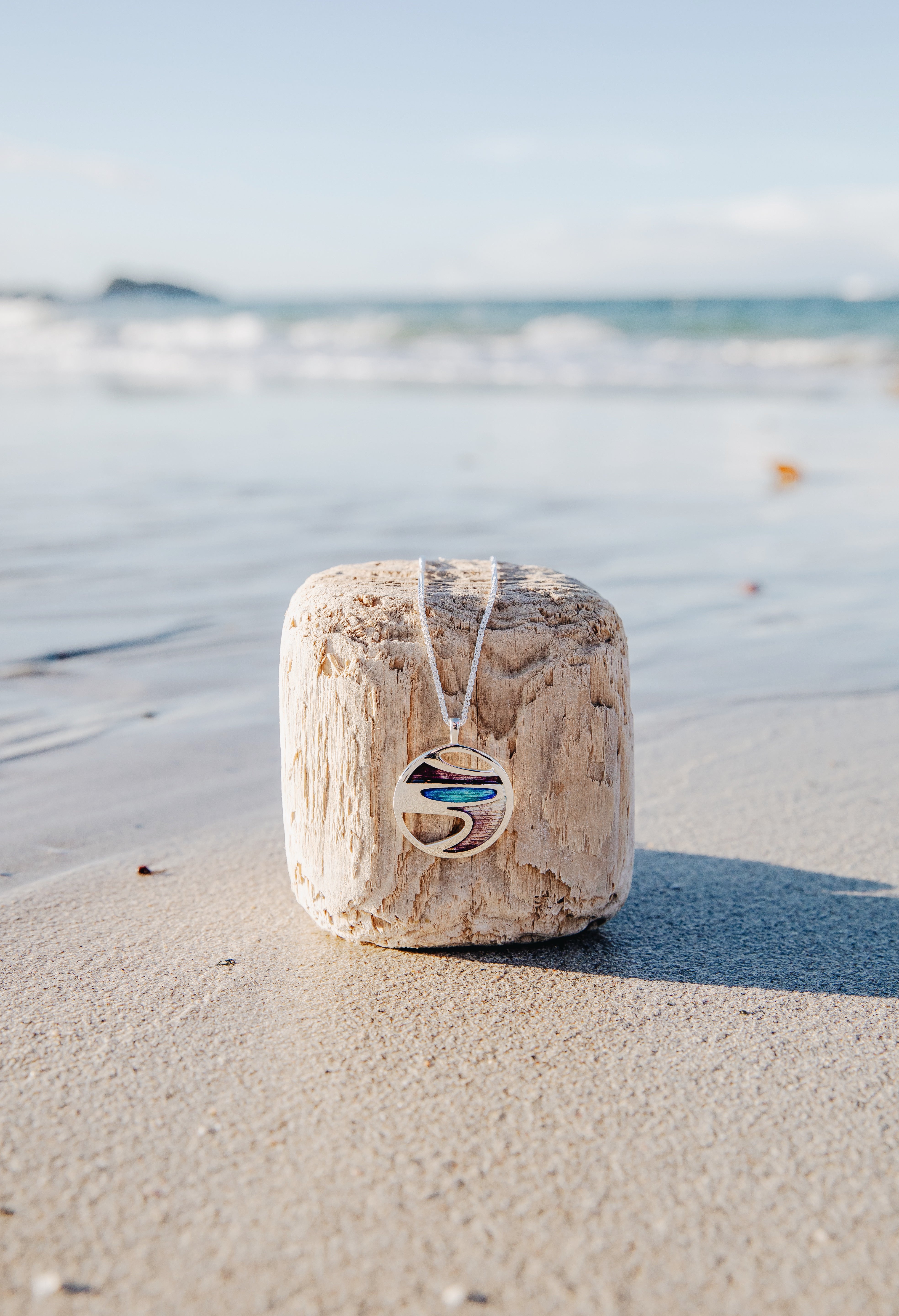 Bay at the Back of the Ocean Enamel Pendant Necklace
