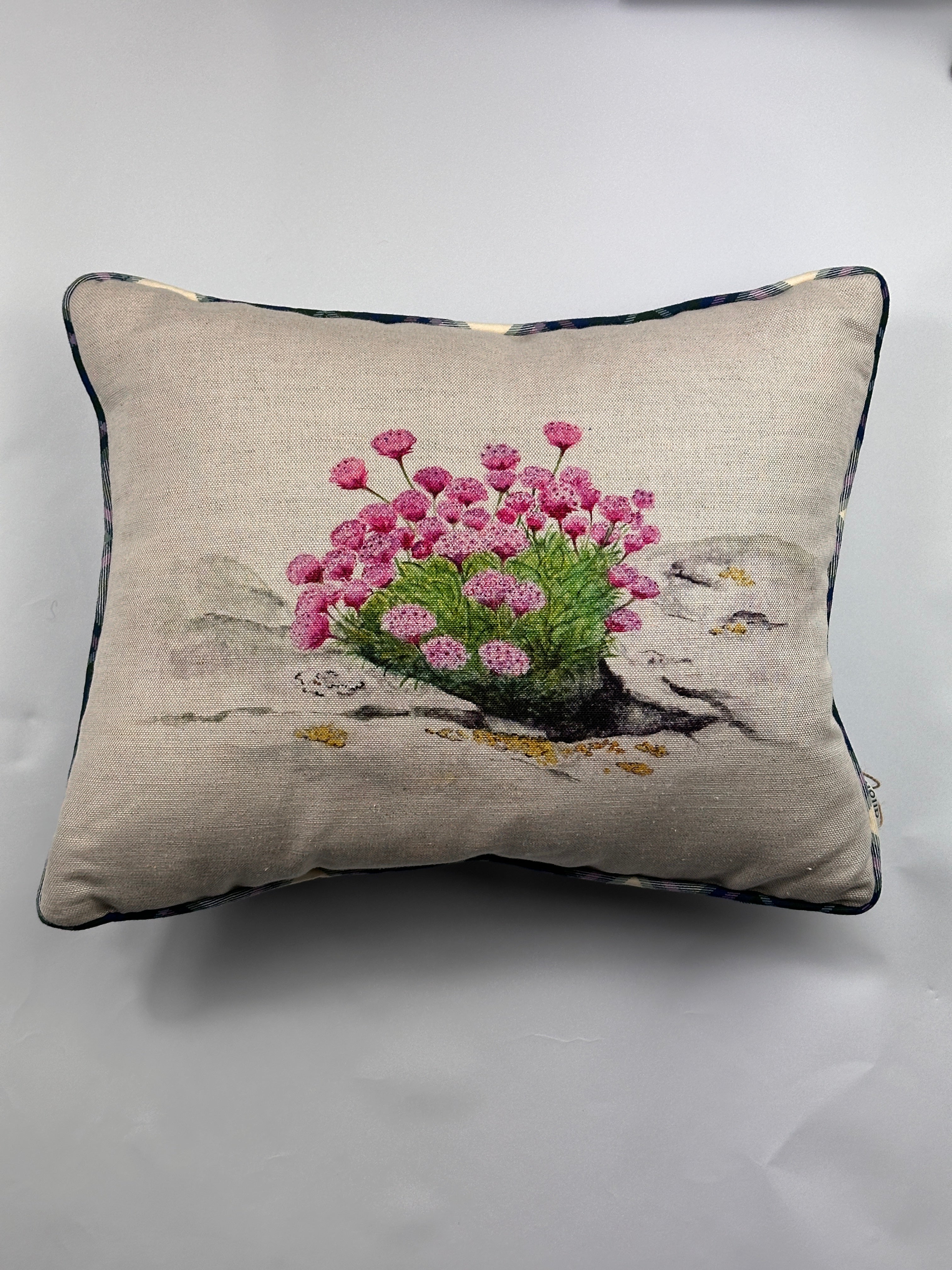Sea Pink & Tartan Cushion