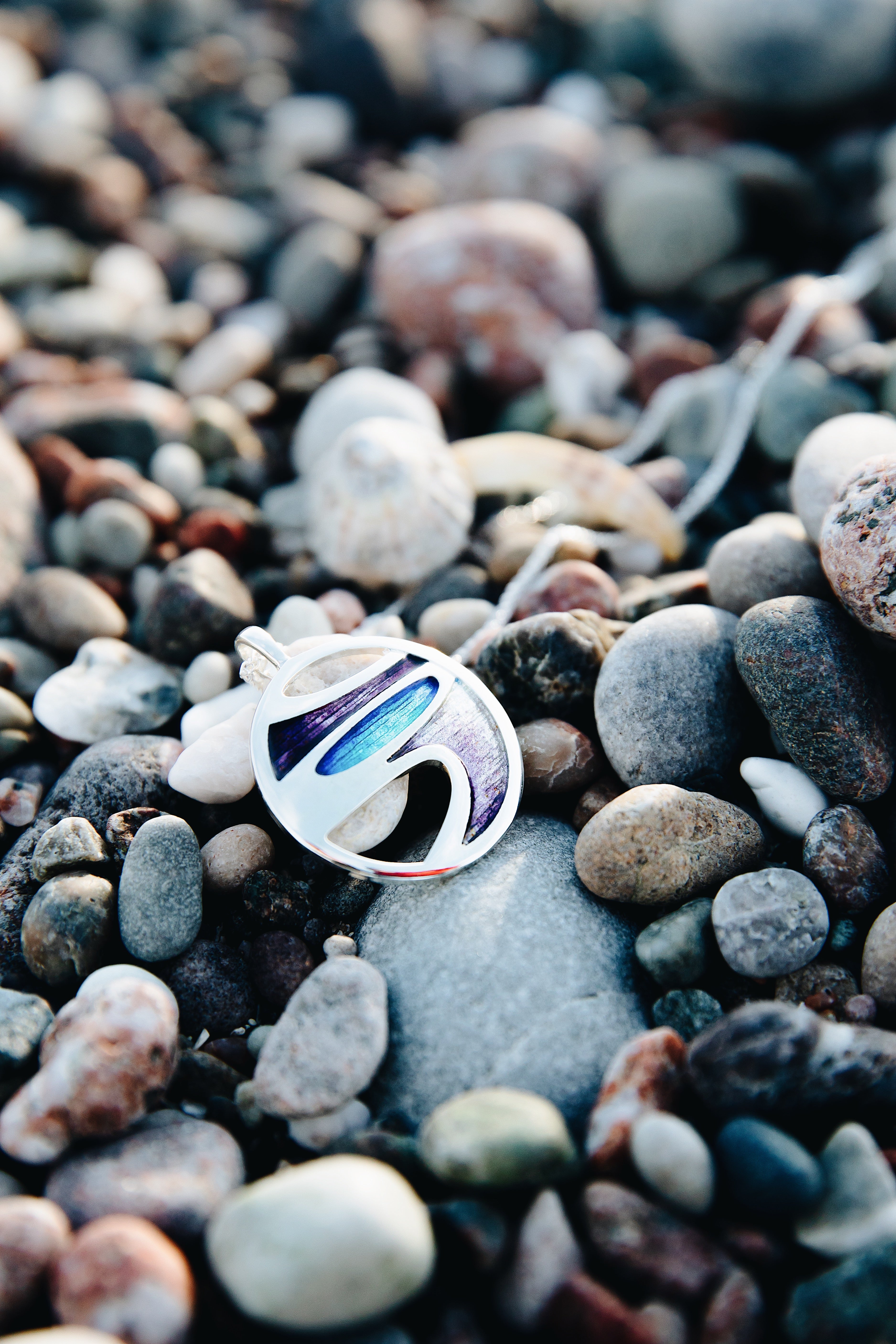 Bay at the Back of the Ocean Enamel Pendant Necklace