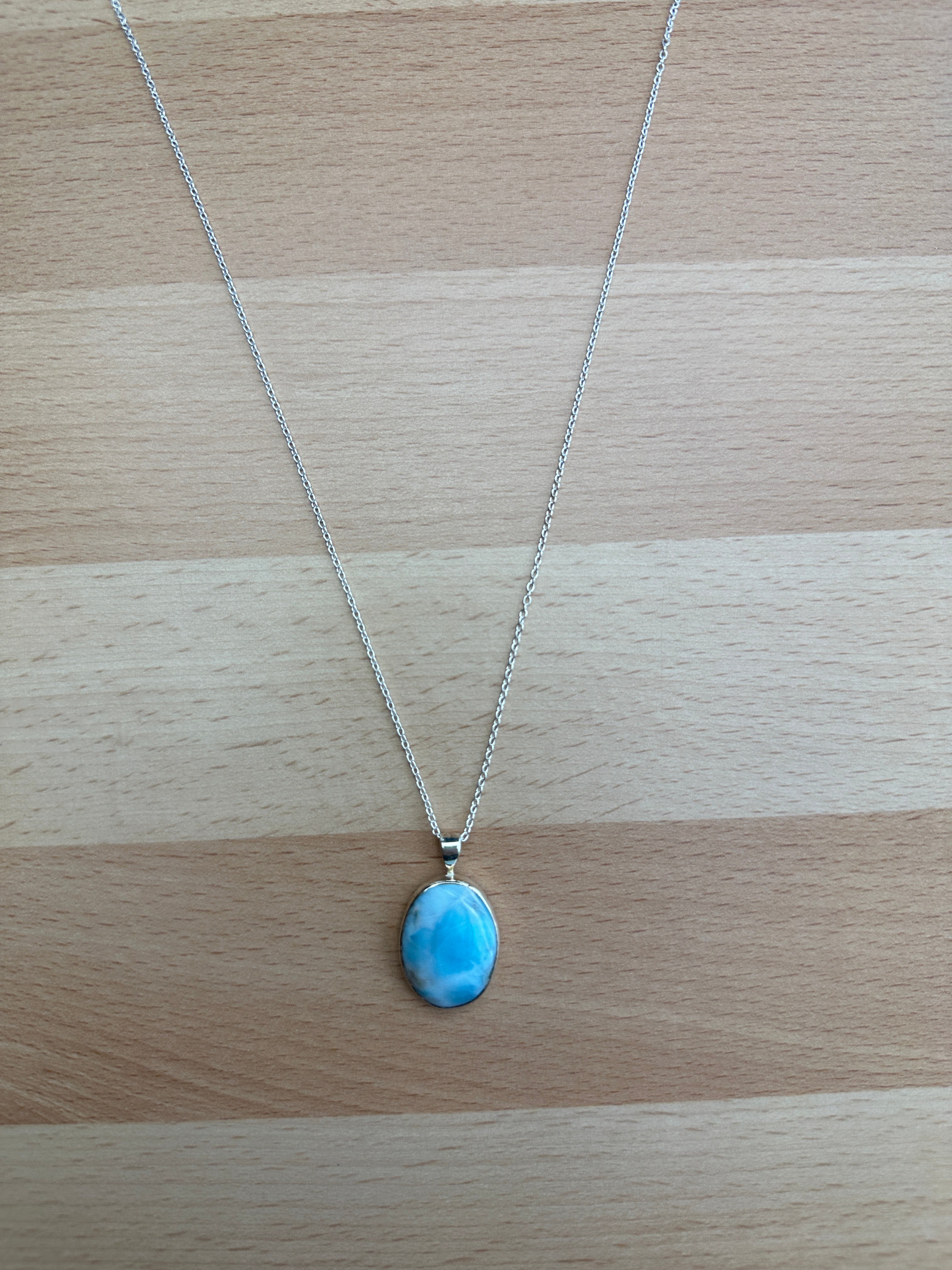 Larimar Sterling Silver Pendant Necklace