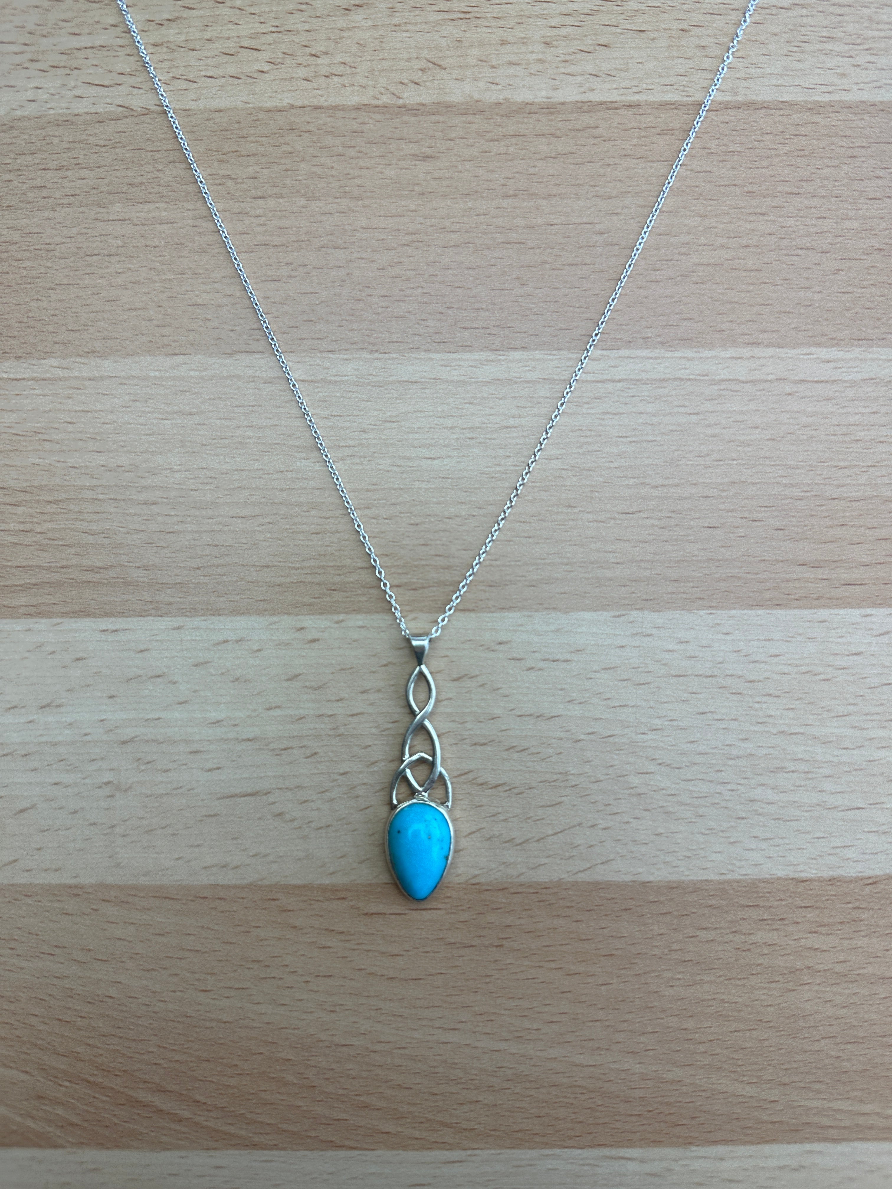 Turquoise Celtic Sterling Silver Pendant Necklace