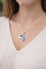 Bay at the Back of the Ocean Enamel Pendant Necklace