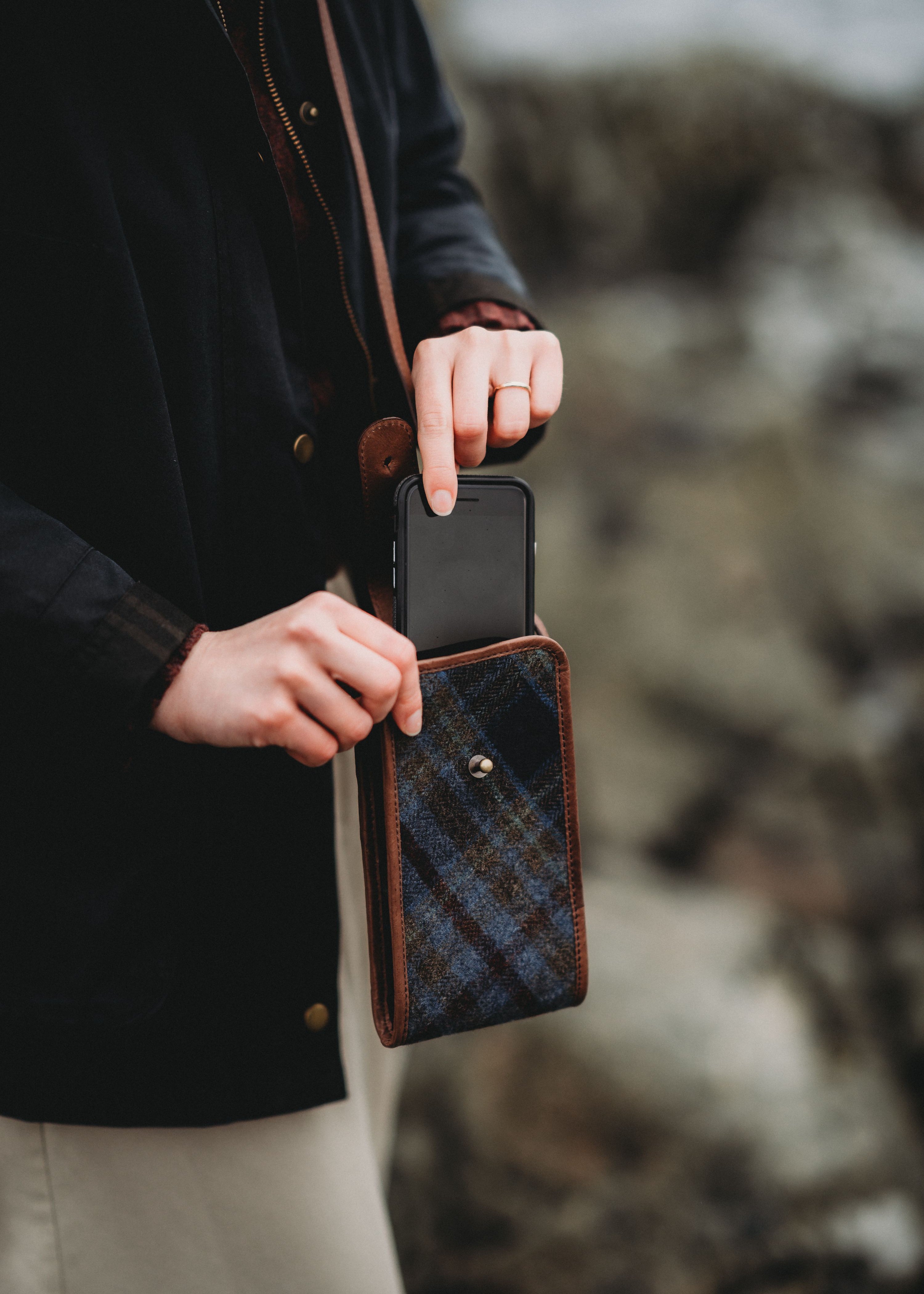 Tweed & Leather Ceilidh Phone Pouch