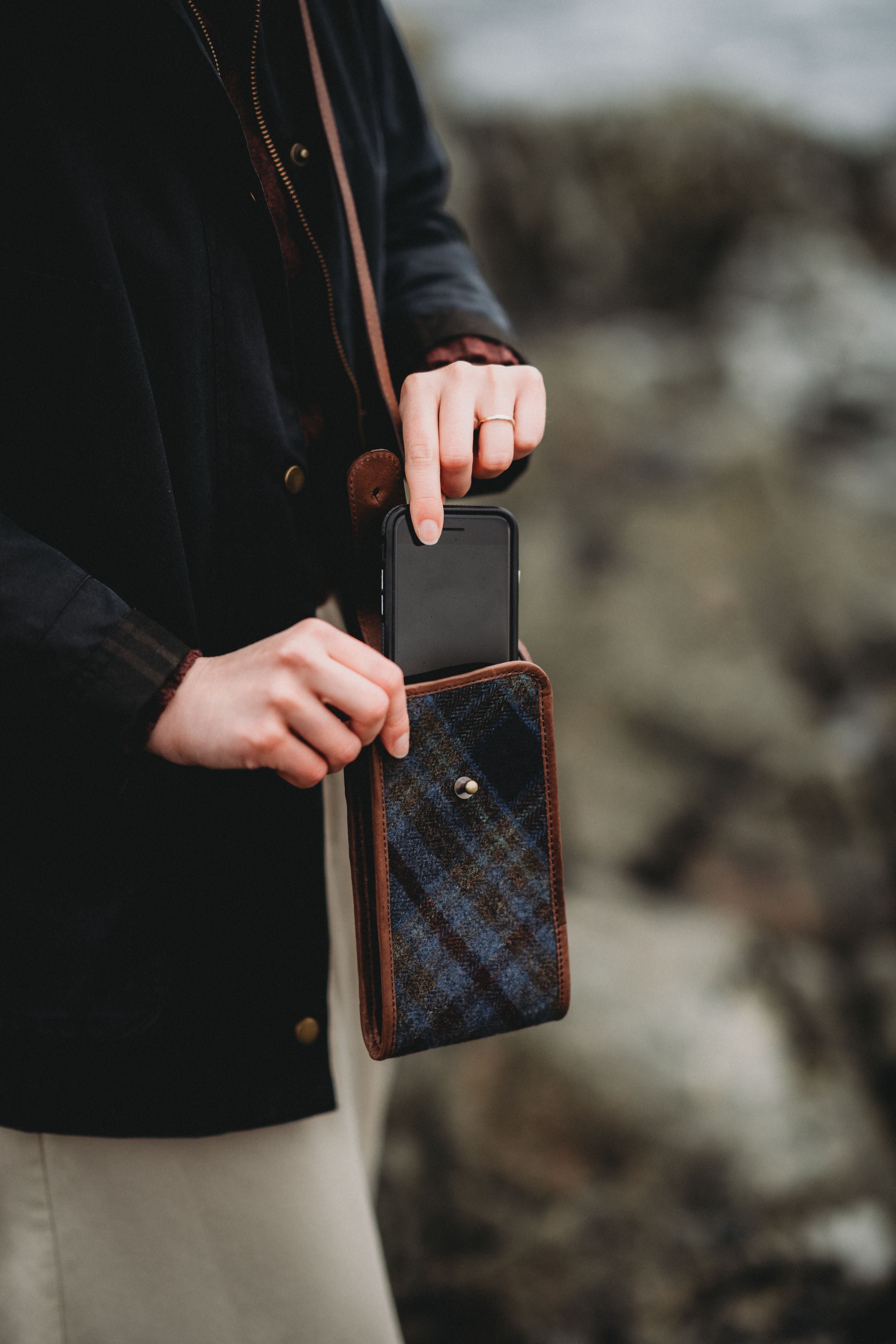 Tweed & Leather Ceilidh Phone Pouch