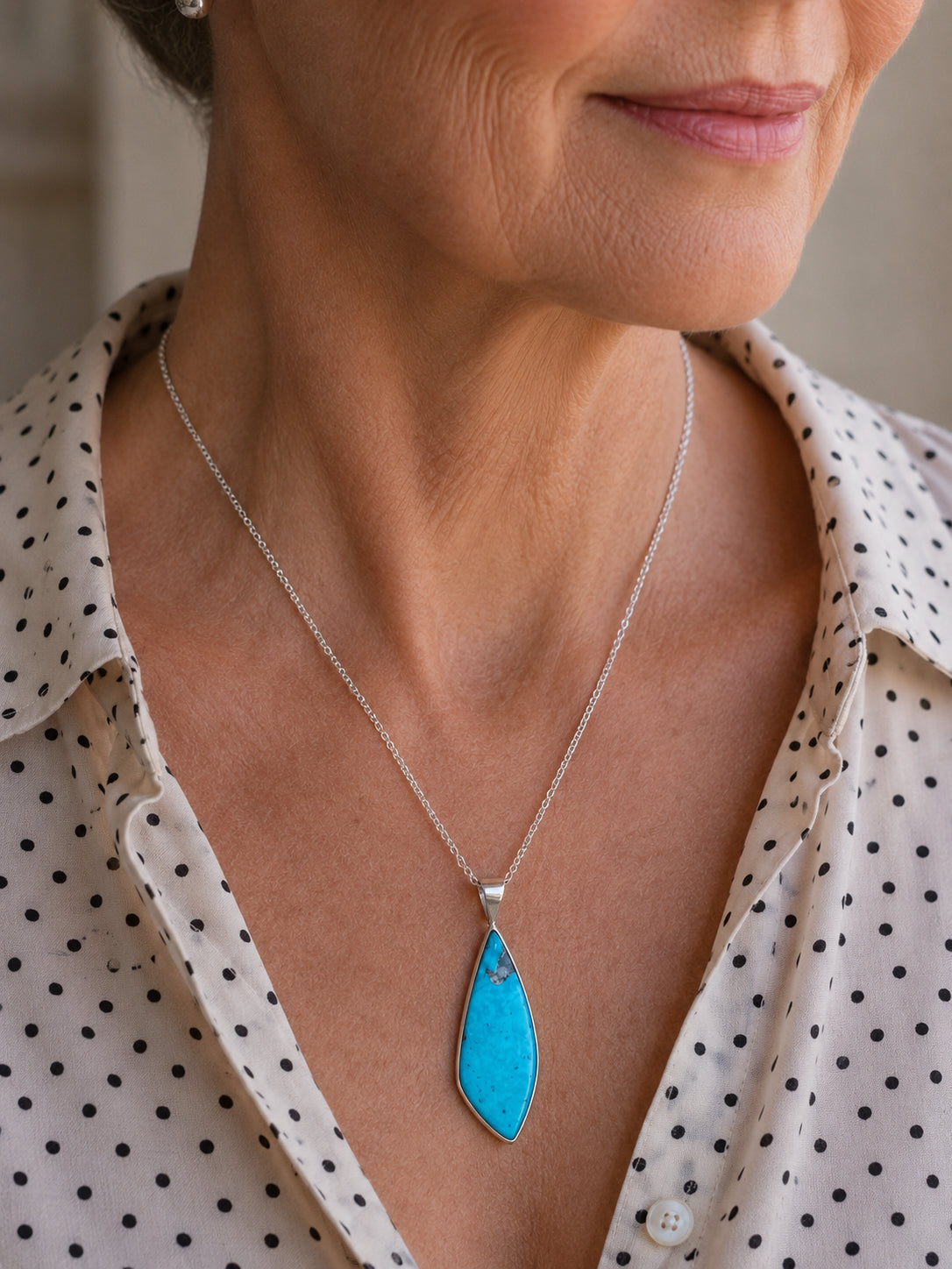 Turquoise Silver Banded Pendant