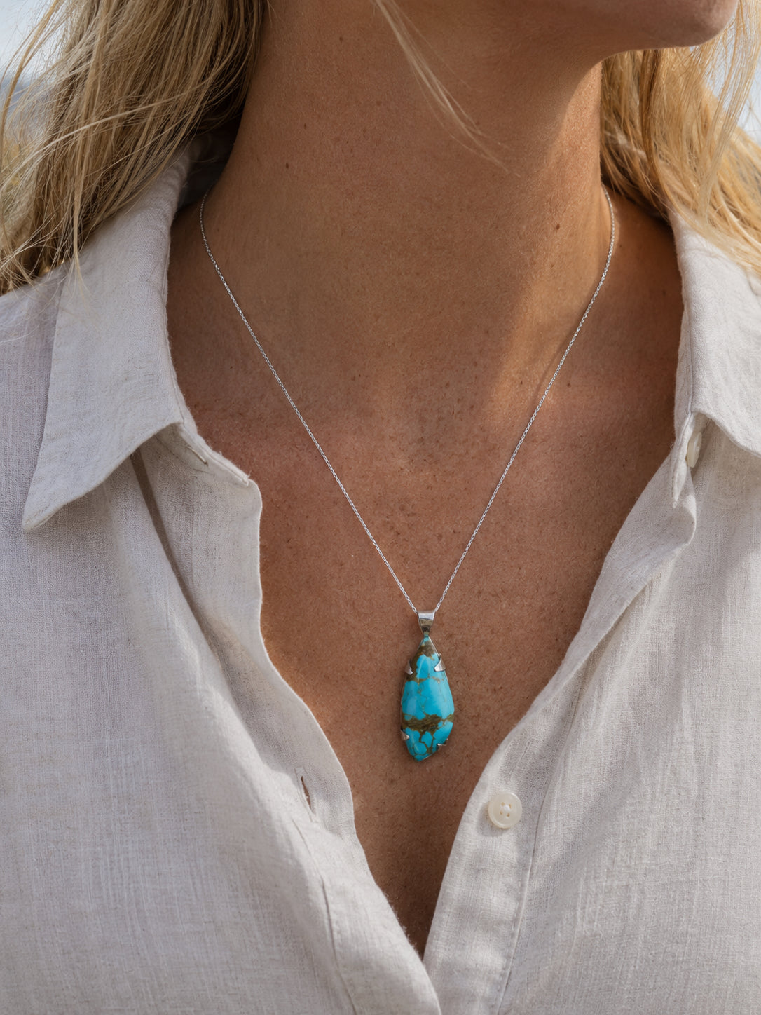 Turquoise Sterling Silver Pendant Necklace