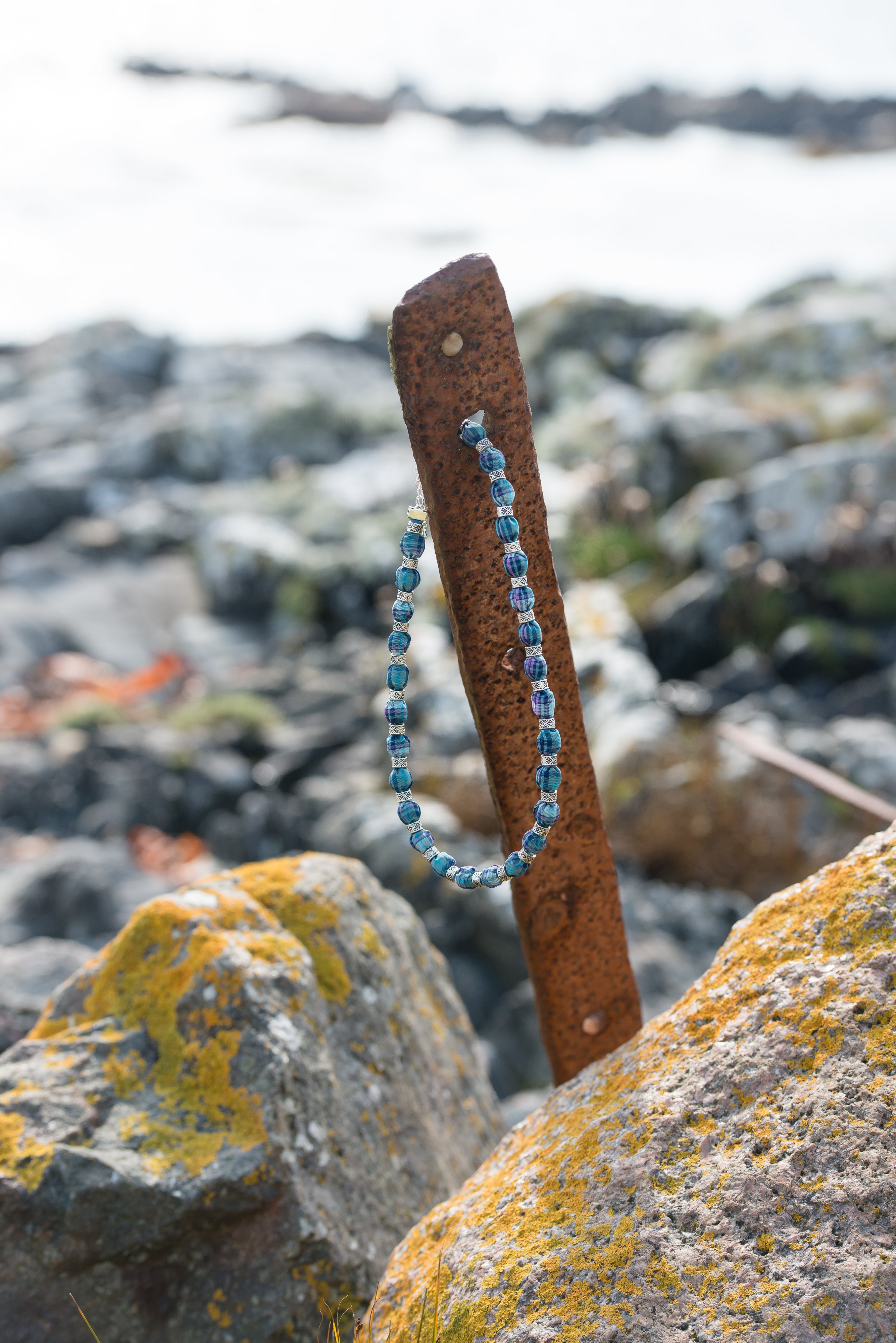 Fabric & Sterling Silver Necklace